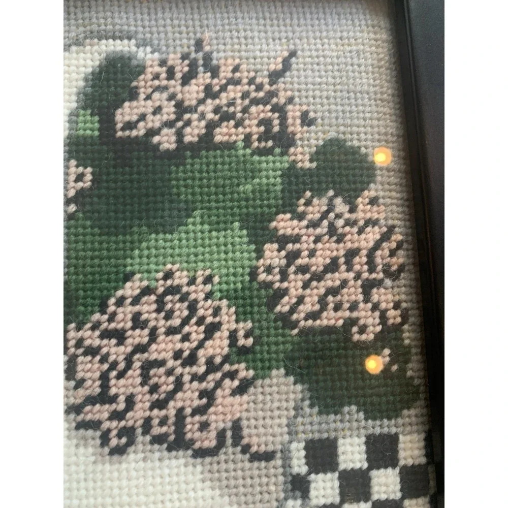 Vintage Needlepoint Cottage Core Springtime Custom Frame Hydrangea Basket